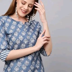 New Trendy Kurta Sets Cotton Slub Three-Quarter Sleeves