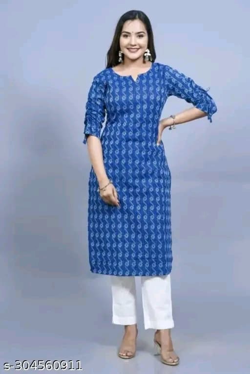Aagam Voguish Kurtis Cotton Three Quarter Sleeves