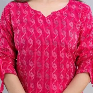 Aagam Voguish Kurtis Cotton Three Quarter Sleeves