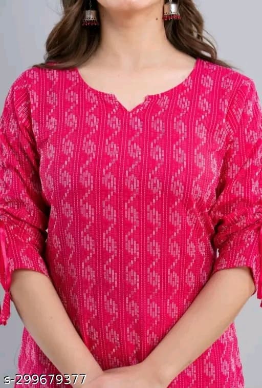 Aagam Voguish Kurtis Cotton Three Quarter Sleeves