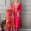 Elegant Pink Embroidered Kurta Set with Printed Dupatta – Vibrant Women's Ethnic Wear ₹599 ₹640  6% off onwards