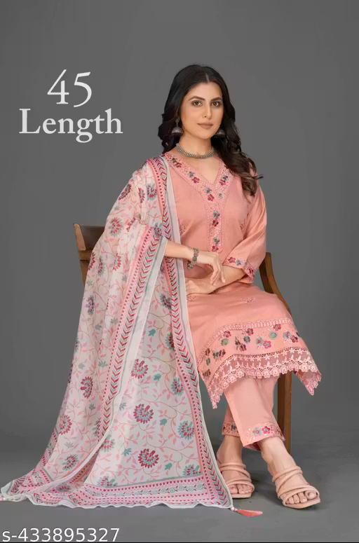 Elegant embroidered Kurta Pant  Dupatta Set