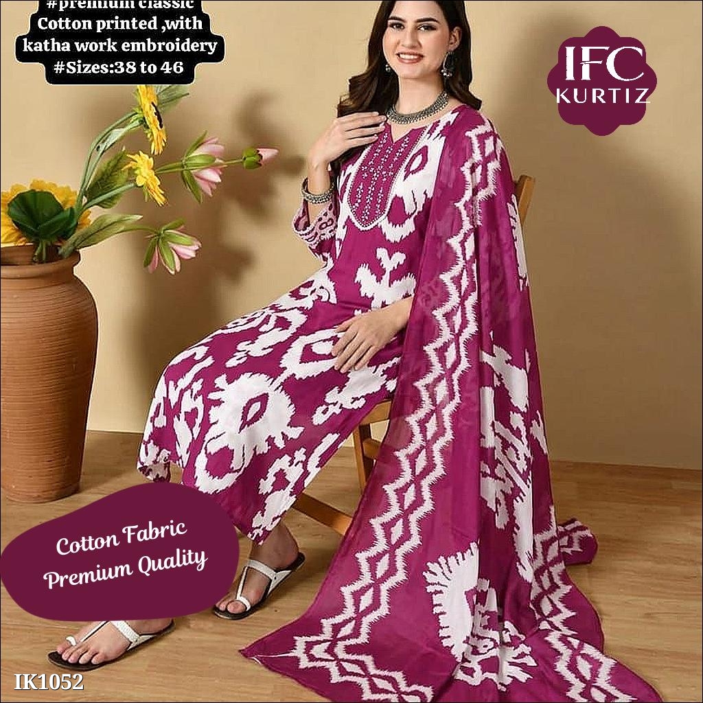 IFC Cotton 3 Piece Kurta Set with Dupatta!*