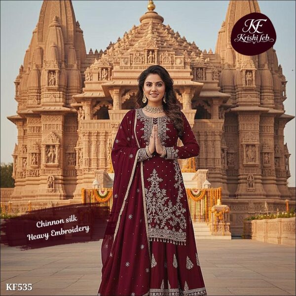 KF535_26575093_d_1775270254702 Chinnon Silk Heavy Embroidery Sequence Work Top with Lehenga and Dupatta Set