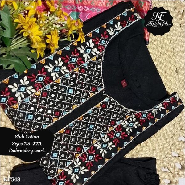 Slub Cotton Embroidered Kurta Set With Printed Dupatta