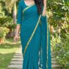 Plain jari Border Mul Cotton Saree with Blouse