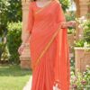 Plain jari Border Mul Cotton Saree with Blouse
