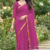 Plain jari Border Mul Cotton Saree with Blouse