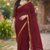 Plain Jari Border Mui Cotton Saree with Funka and Running Blouse