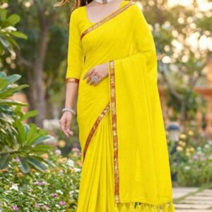 RE11628_26581204_d_1775269579083 Plain Jari Border Mui Cotton Saree with Funka and Running Blouse