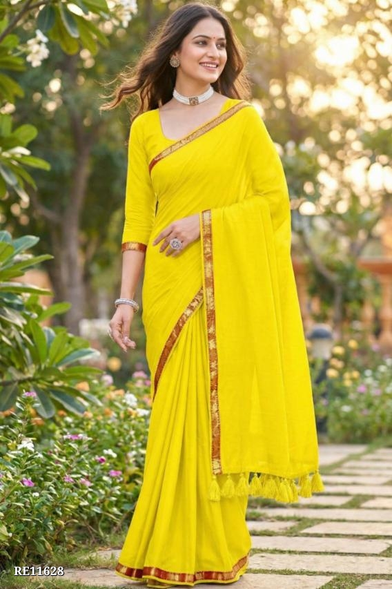 Plain Jari Border Mui Cotton Saree with Funka and Running Blouse