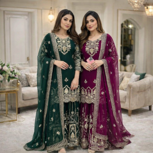 Pure Faux Georgette Embroidered Sarara Suit Set